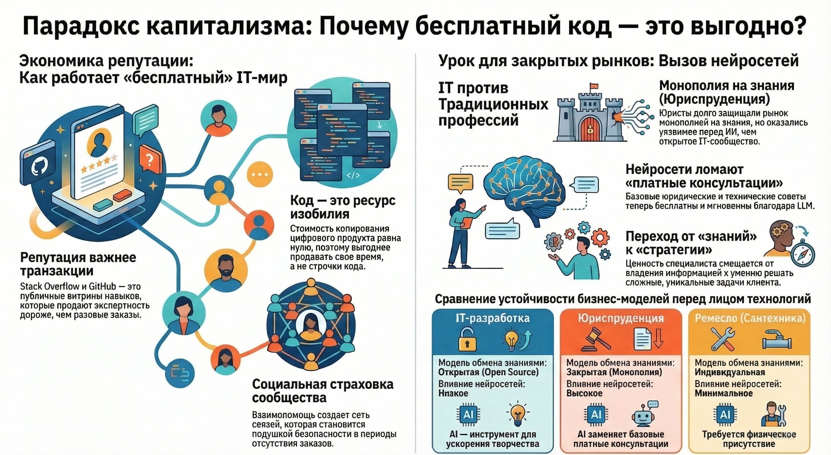 Парадокс капитализма: Почему разработчики на Западе дарят код, хотя должны бы продавать всё подряд