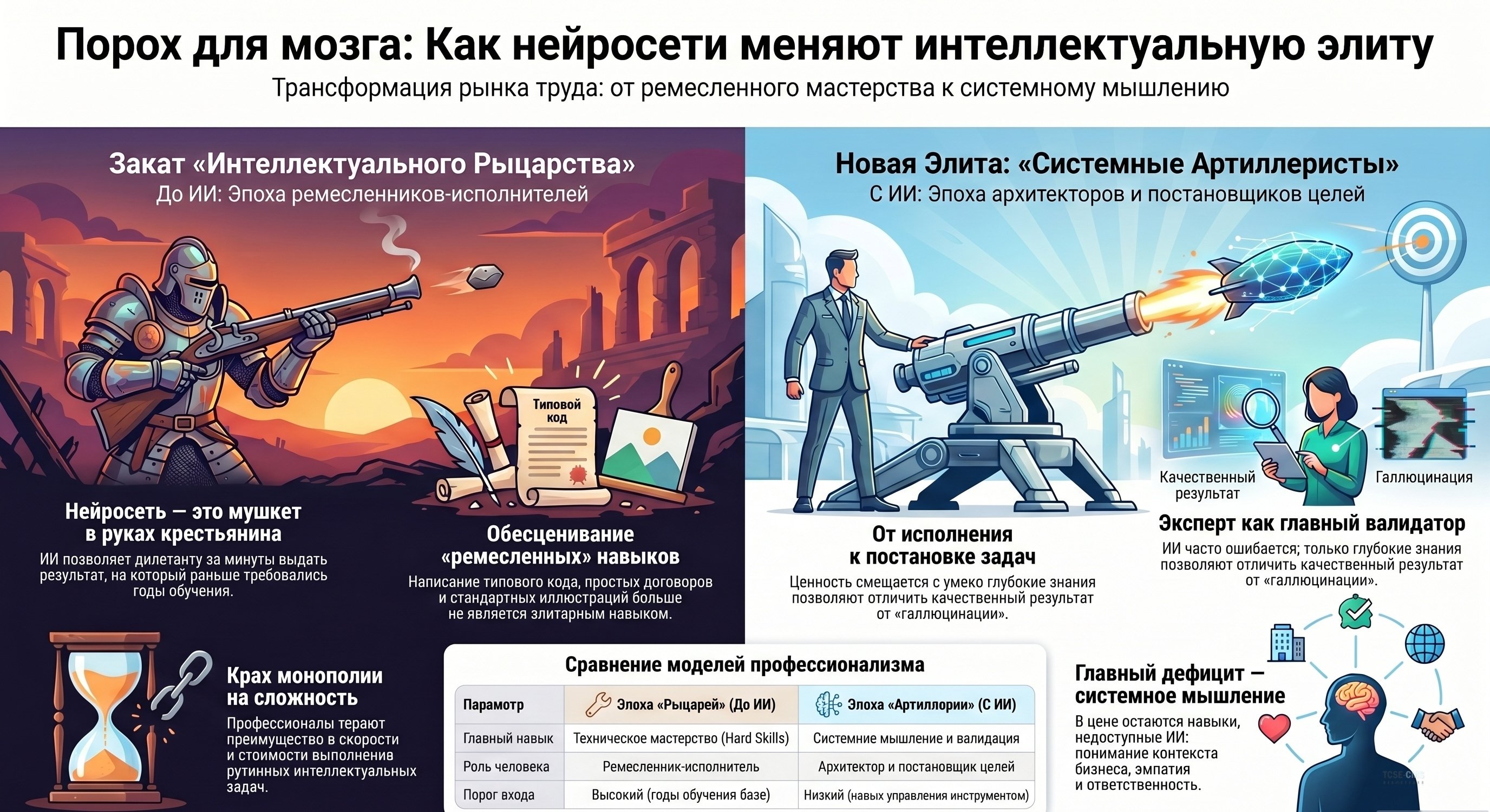 Порох для мозга: Как нейросети убивают элиту и открывают эпоху дилетантов