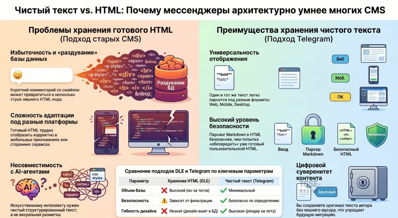 Священная война разметок: Почему DLE хранит HTML, а Telegram — чистый текст